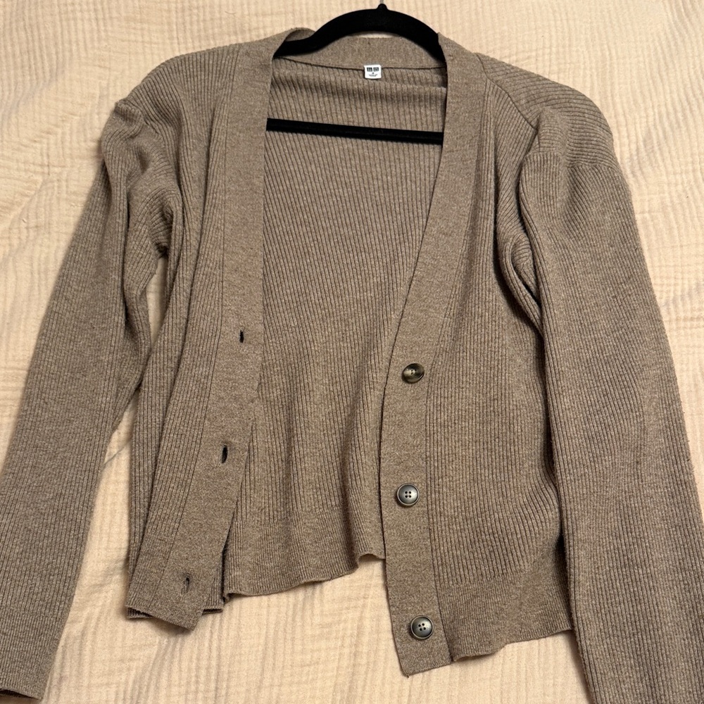 Uniqlo Tan Cardigan Sweater